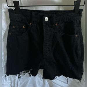 PacSun Eco High Waisted Ripped Black Denim Shorts Women’s Size 24